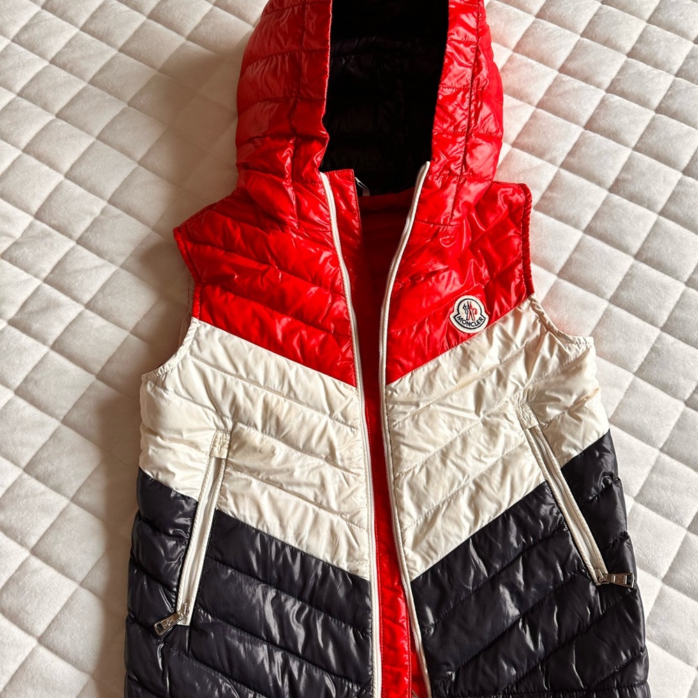 Moncler Red White Black Puffer Vest